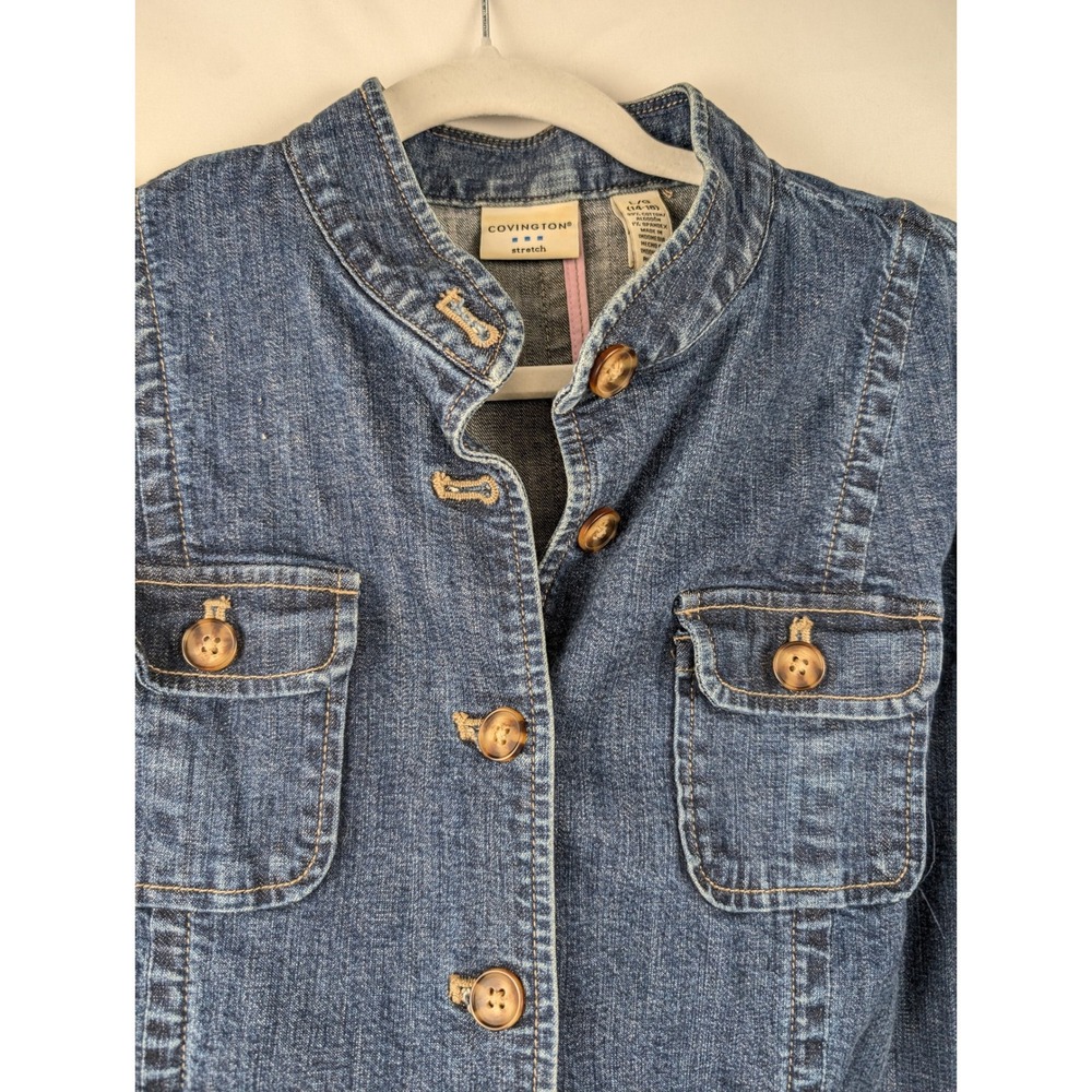 Covington Stretch Denim Jacket Blue Button Front … - image 5